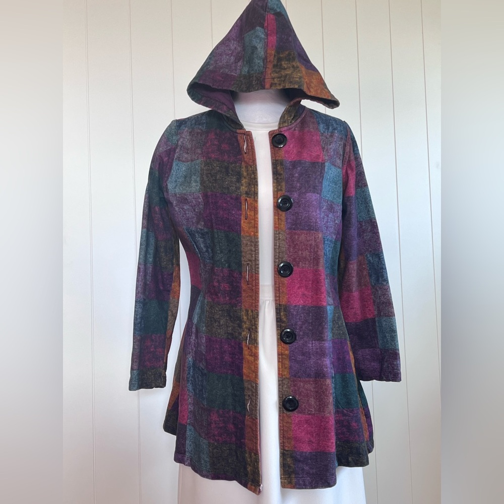 90s style patchwork‎ jacket with hood